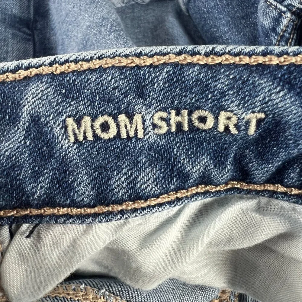 American Eagle Shorts Women's 27* Mom Mid Rise Blue Cut Off Stretch Denim Tag 4